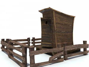 low poly wild west toilet 3D Model