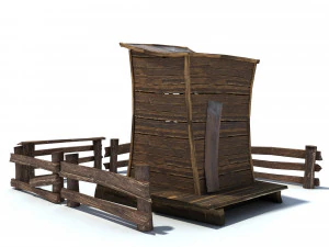 low poly wild west toilet 3D Model