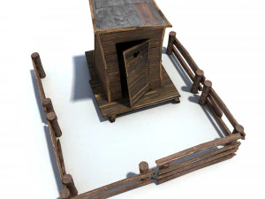 low poly wild west toilet 3D Model