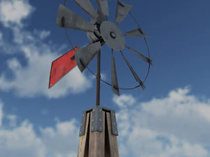 low poly wild west wind mill 3D Model