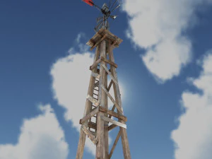 low poly wild west wind mill 3D Model
