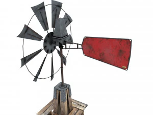 low poly wild west wind mill 3D Model