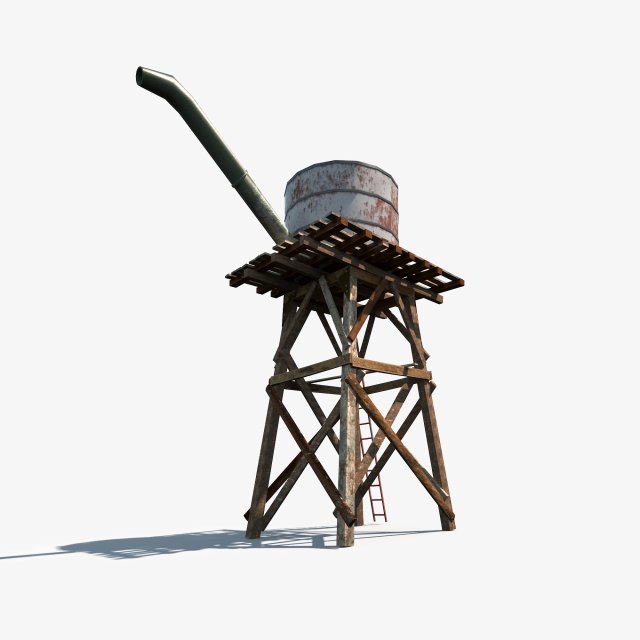 low poly wild west water tank 3D मॉडल .c4d .max .obj .3ds .fbx .stl .blend
