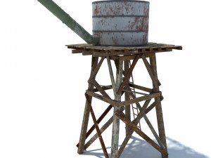 low poly wild west water tank 3D मॉडल