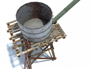 low poly wild west water tank 3D मॉडल