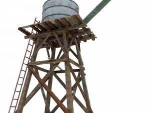 low poly wild west water tank 3D मॉडल