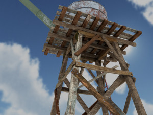 low poly wild west water tank 3D मॉडल