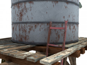 low poly wild west water tank 3D मॉडल