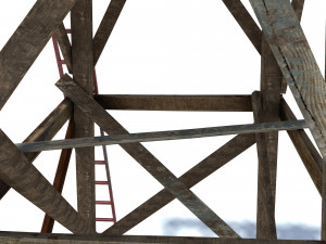 low poly wild west water tank 3D मॉडल
