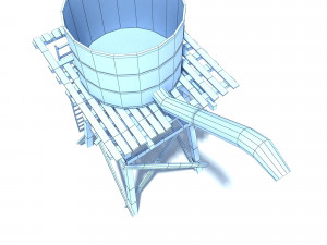low poly wild west water tank 3D मॉडल