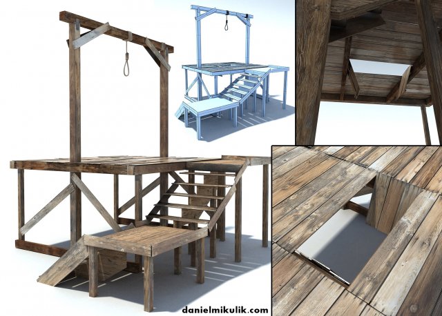 low poly wild west gallow 3D मॉडल .c4d .max .obj .3ds .fbx .stl .blend