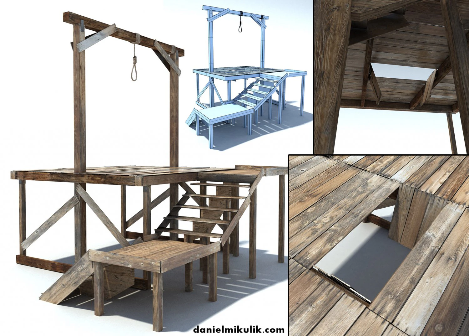 low poly wild west gallow 3D Model .c4d .max .obj .3ds .fbx .stl .blend 