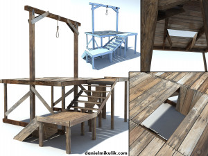 low poly wild west gallow 3D Model