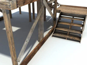low poly wild west gallow 3D Model