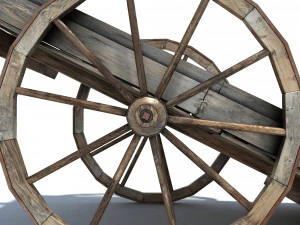 low poly wild west cart 3D Model