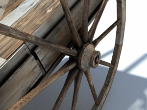 low poly wild west cart Modèle 3D