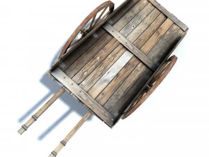 low poly wild west cart 3D Model