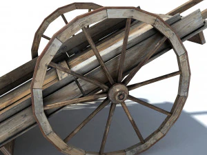 low poly wild west cart 3D Model