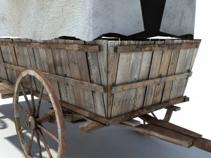 low poly wild west vagon 3D Model