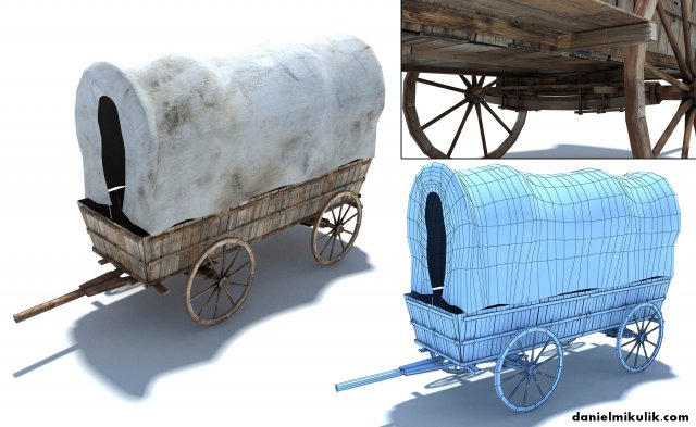 low poly wild west vagon Modèle 3D .c4d .max .obj .3ds .fbx .stl .blend 