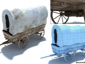 low poly wild west vagon 3D मॉडल