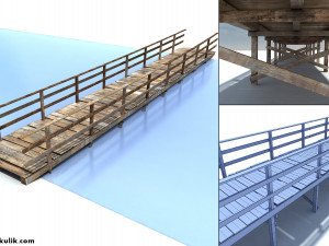 low poly old wooden bridge 3D Model
