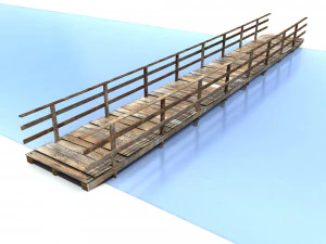 low poly old wooden bridge 3D Model