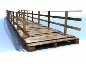 low poly old wooden bridge 3D 모델