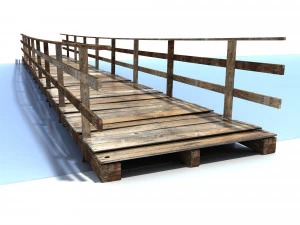 low poly old wooden bridge 3D Model