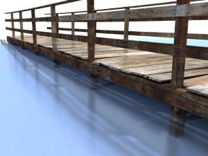 low poly old wooden bridge 3D Model