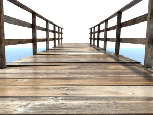 low poly old wooden bridge 3D Model