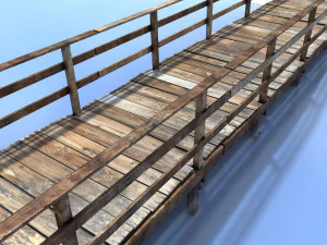 low poly old wooden bridge 3D Model