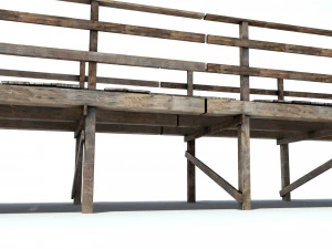 low poly old wooden bridge 3D Model