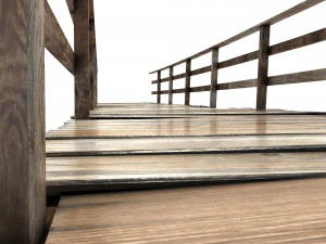 low poly old wooden bridge 3D Model
