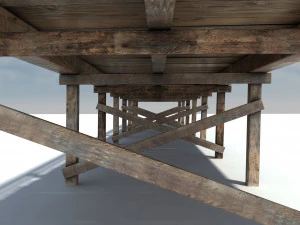 low poly old wooden bridge 3D Model