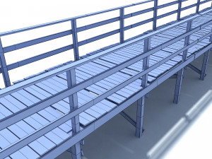 low poly old wooden bridge 3D 모델