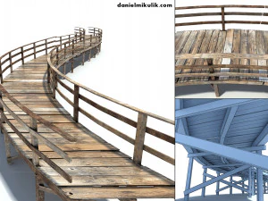 puente peatonal de baja poli Modelo 3D