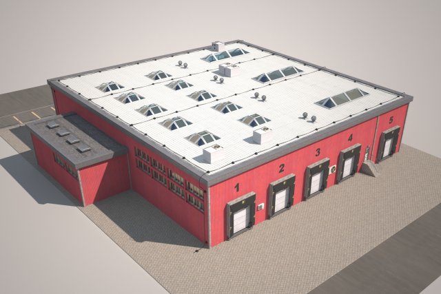 cargo building Model 3D .c4d .max .obj .3ds .fbx .stl .blend 