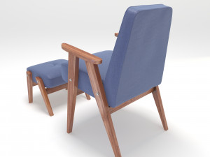 retro blue chair and ottoman Modelo 3D