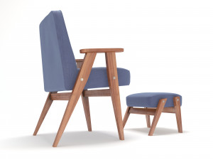 retro blue chair and ottoman Modelo 3D