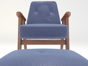 retro blue chair and ottoman Modelo 3D