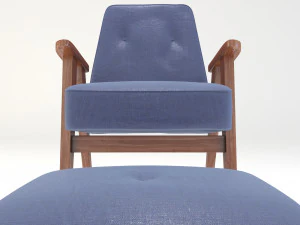 retro blue chair and ottoman 3D Model