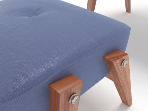 retro blue chair and ottoman Modelo 3D