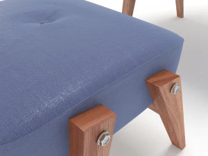 retro blue chair and ottoman 3D Model
