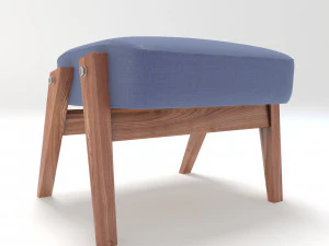 retro blue chair and ottoman 3D Model