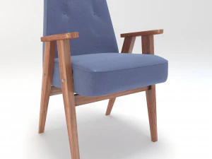 retro blue chair and ottoman 3D Model