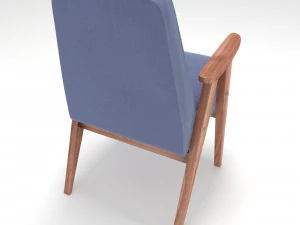 retro blue chair and ottoman 3D Model
