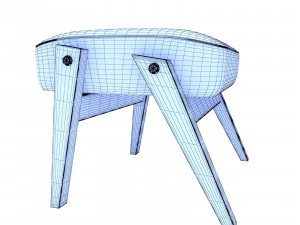 retro blue chair and ottoman 3D Model