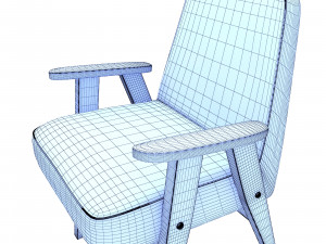 retro blue chair and ottoman Modelo 3D