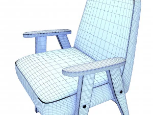 retro blue chair and ottoman 3D Model
